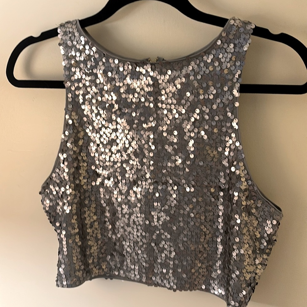 Express. Silver sparkly crop top. Size medium.